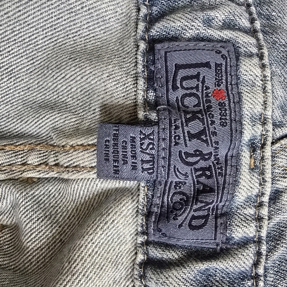 Lucky Brand Distressed Denim Floral & Heart Clover Overalls - Picture 6 of 7